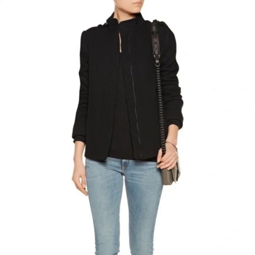 Vince Women's Pleated Back Wool Blend Twill Black Coat Size 4 NWOT